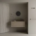 Умывальник подвесной Luxestone 110x40x50 см из керамогранита с бортиком, с щелевым сливом и съемной ревизией (Stonesink_model_8_1) - Фото 2